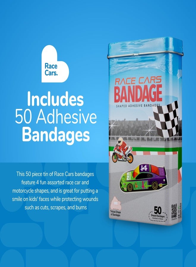 BioSwiss Bandages, Race Cars Shaped Self Adhesive Bandage Set, Latex Free, Sterile Wound Care, 50 Count - Image 2